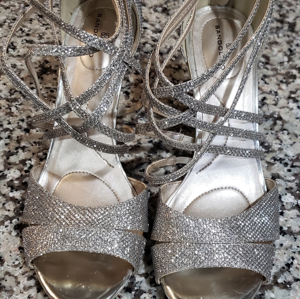 Gold glitter heels